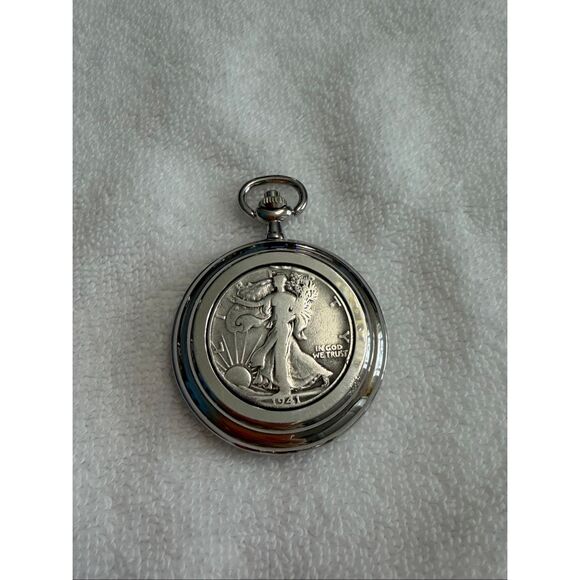 Vintage Colibri Walking Liberty Coin Half Dollar Pocket Watch Working Vintage main image 6